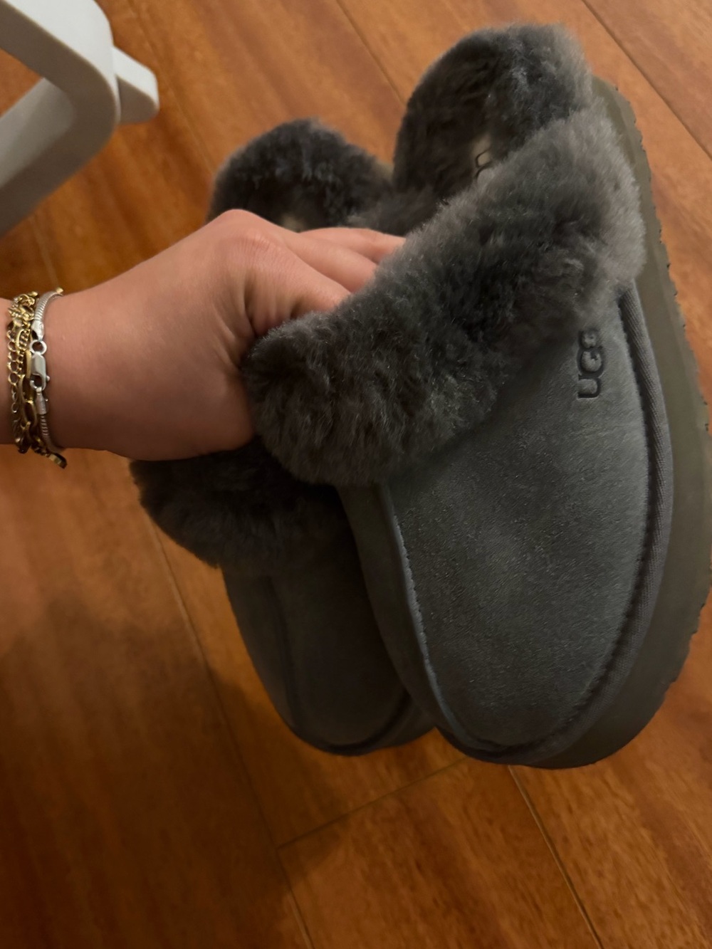 UGG Charcoal Gray Shearling Slip-On Clog